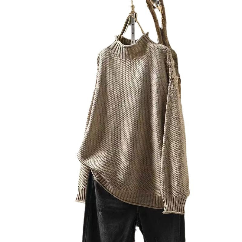 Women's Mock Neck Loose Pullover Large Long Women's Sweater