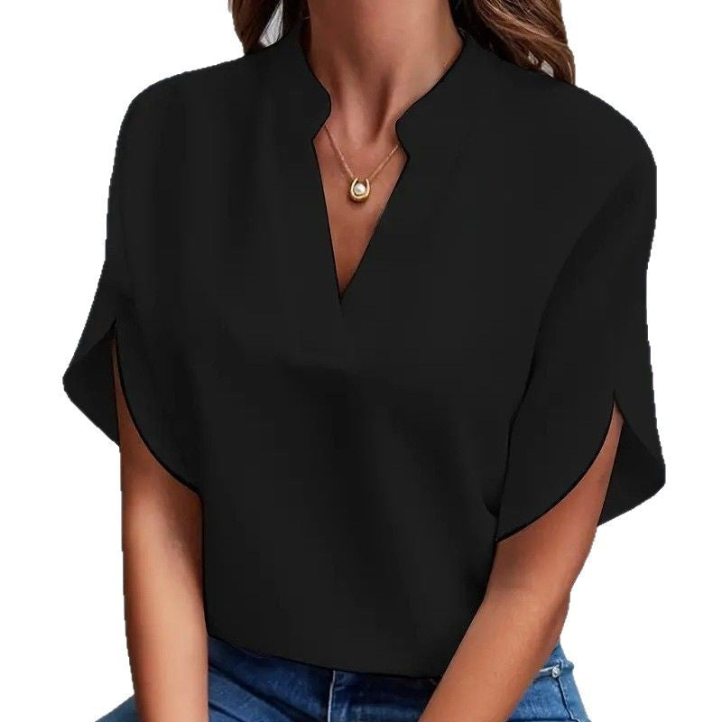 Women's Fashion Summer Casual Solid Color Loose Blouse