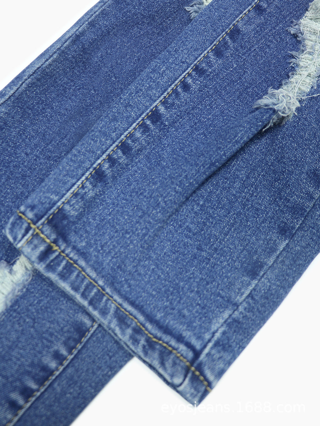 Women's Dark Blue Tight High Waist Ripped Jeans