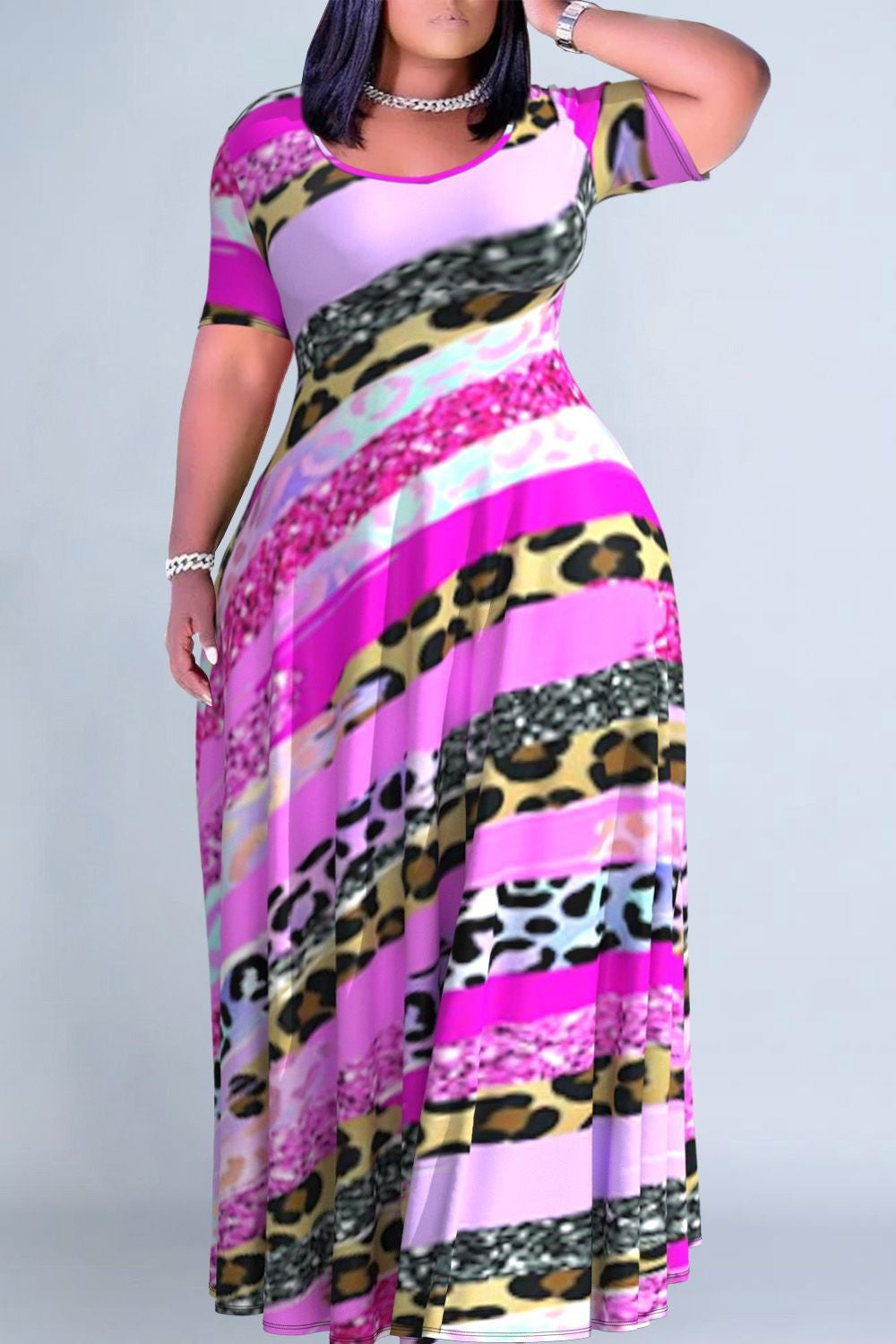 Women's Floral Print Round Neck Exotic Vacation Style Dress