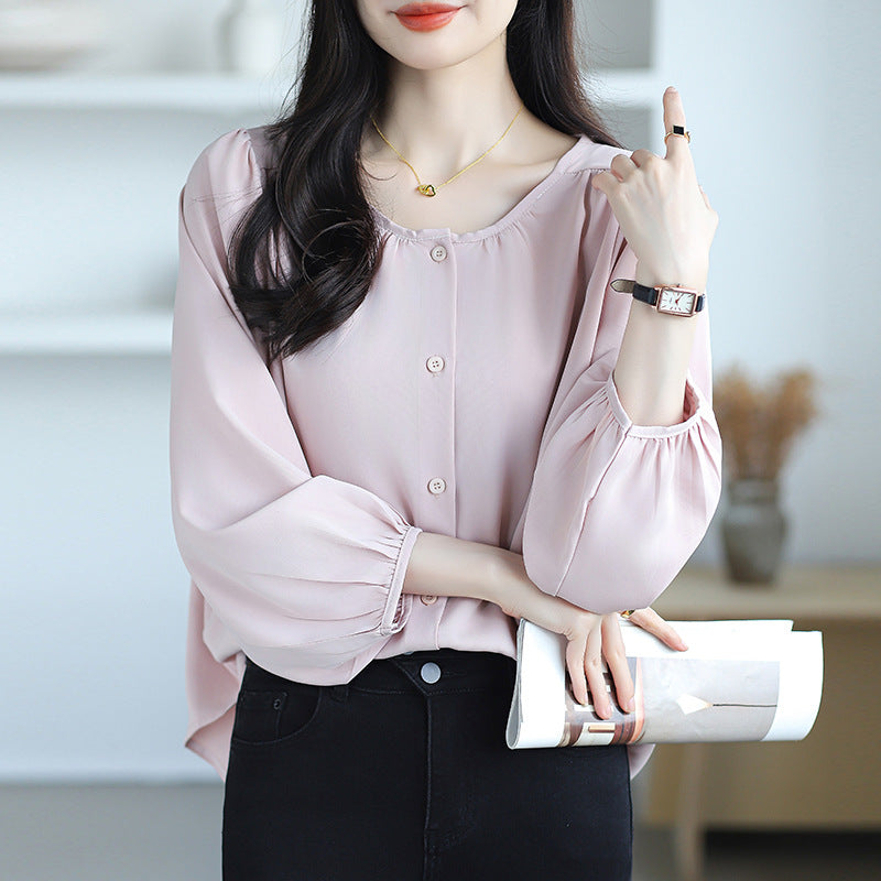 Women's Shirt Large Loose Leisure Slimming Belly Covering Elegant Blouse