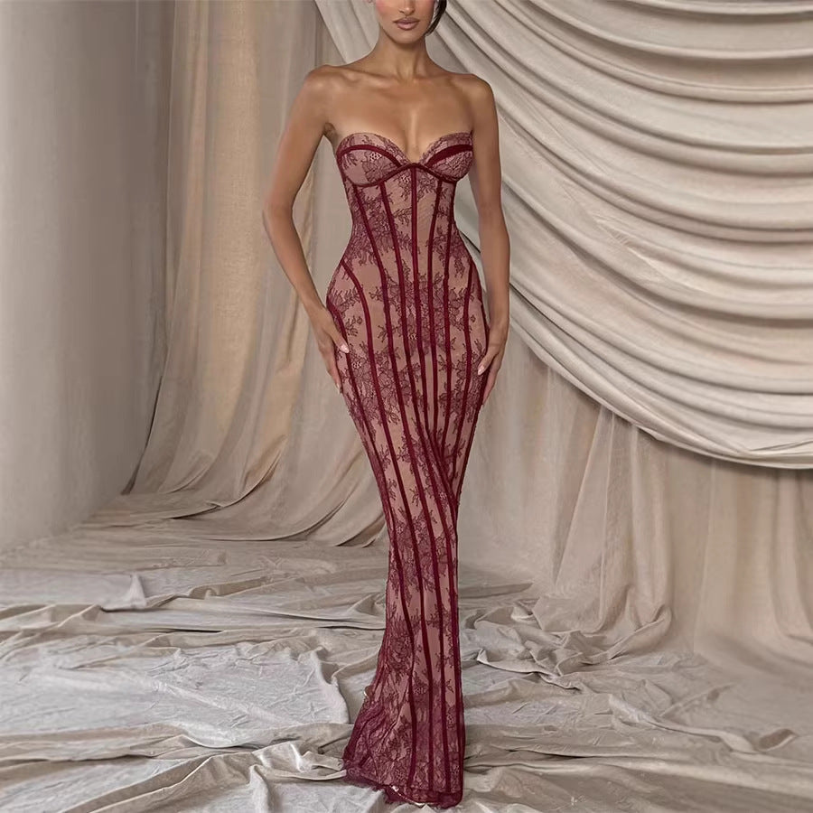 Women's Hip With Wrapped Chest Long For Dress
