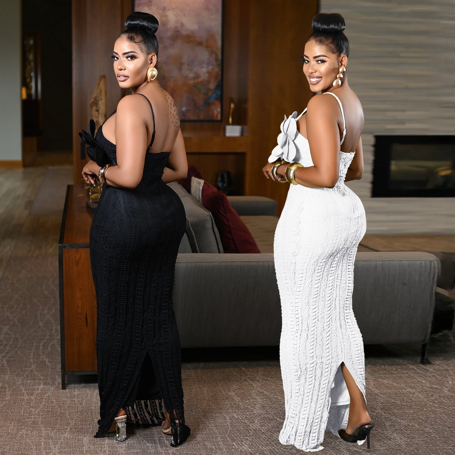 Women's Fashion Wear Sexy Lace Corsage Backless Dress