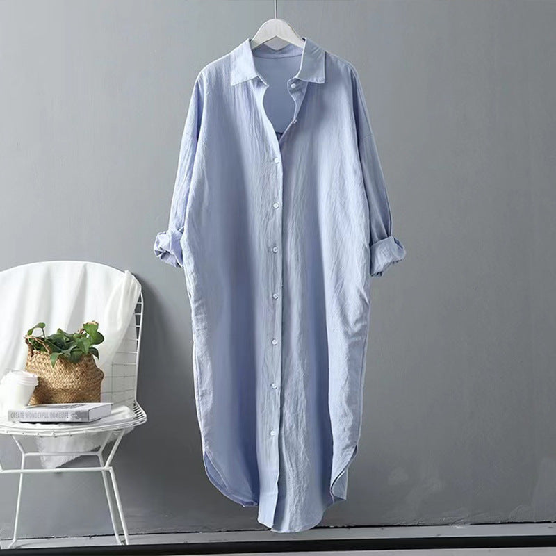 Women's Solid Color Fashion Shirt Cotton Linen Loose Pockets Blouse