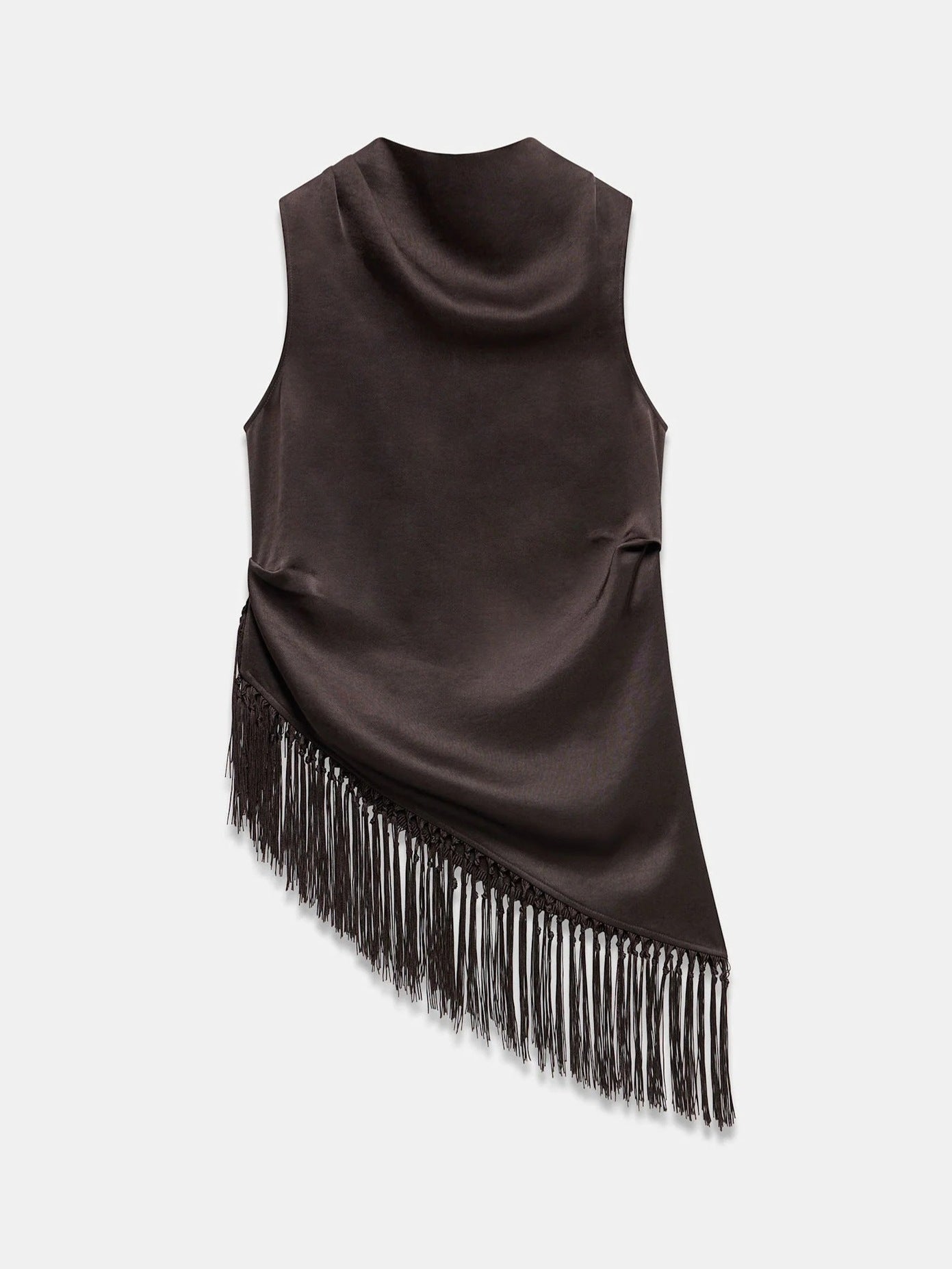 Slouchy Women's Tassel Satin Casual Sleeveless Cardigans