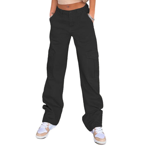 Attractive Women's High Waist Straight Cargo Pants