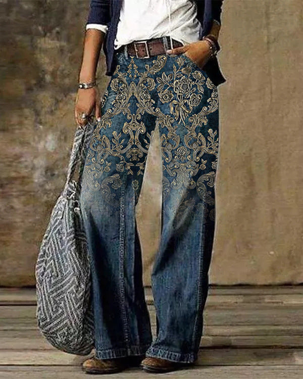 Women's Casual Imitation Wide Leg Trousers Women's Jeans