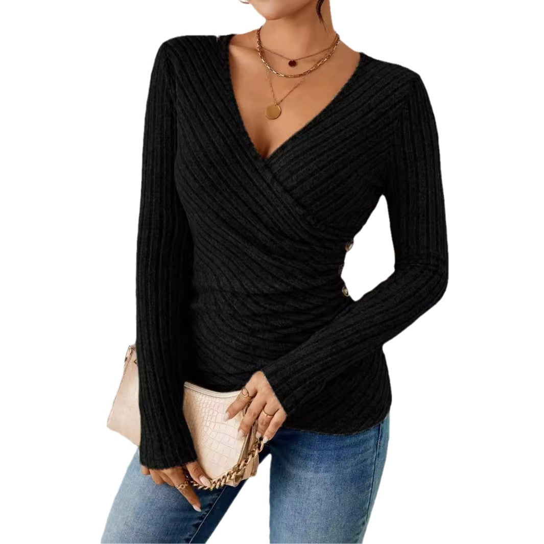 Glamorous Women's Solid Color Casual Long-sleeved Tops
