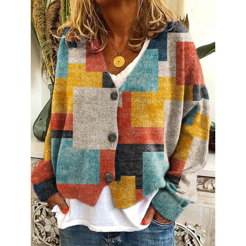 Cool Christmas Abstract Printing Casual Cloak Sweaters