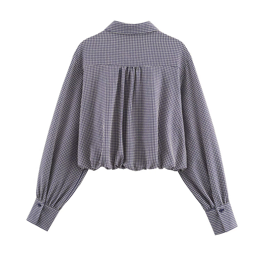 Women's Homemade Western Style Fashion Small Plaid Blouse