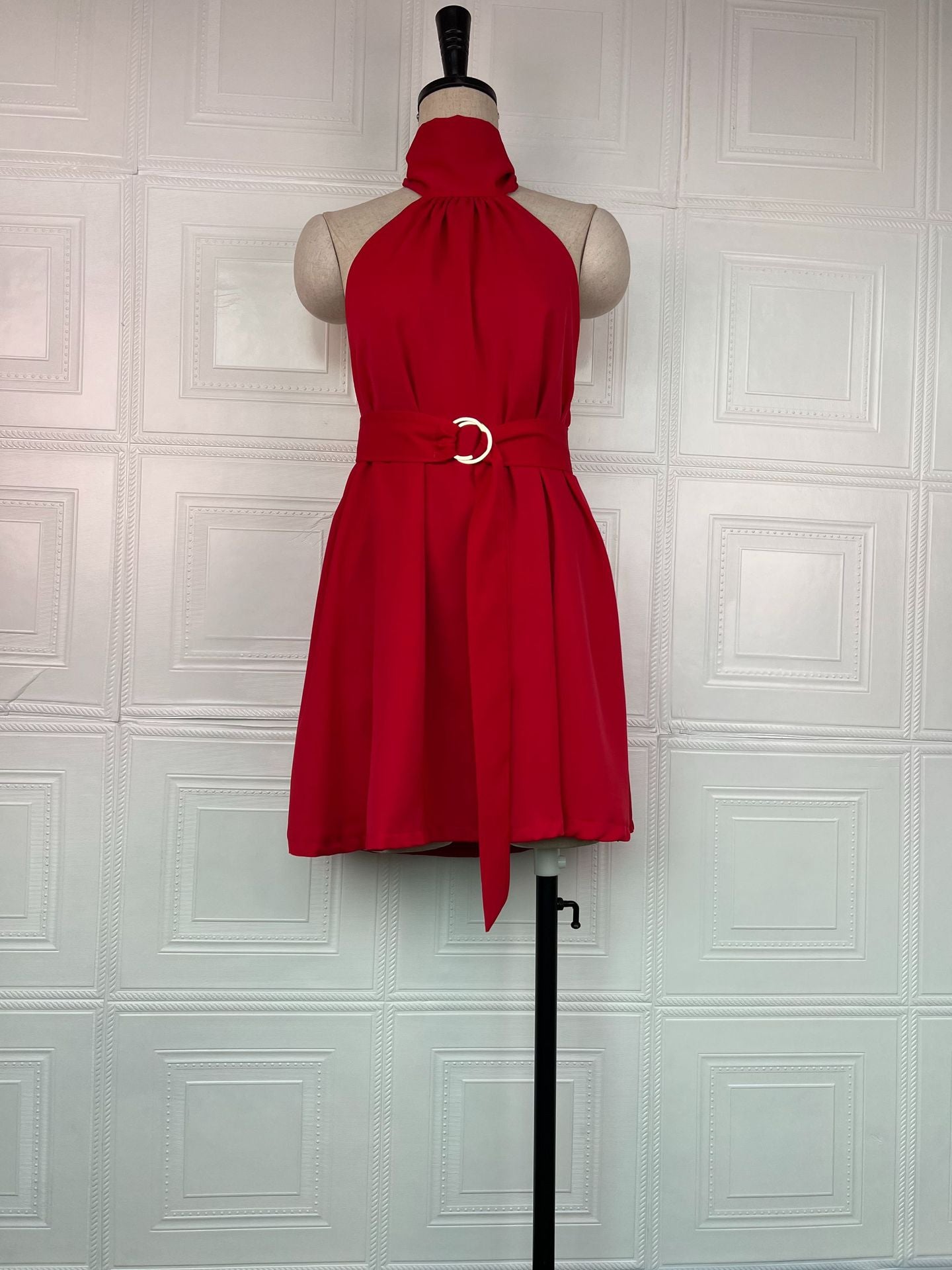 Summer Halter Spaghetti Straps Solid Color Dress