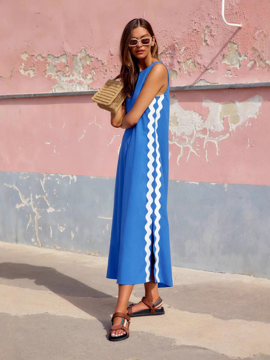 Women's Summer Fashion Casual Collar Lace Shoulder Strap Dress