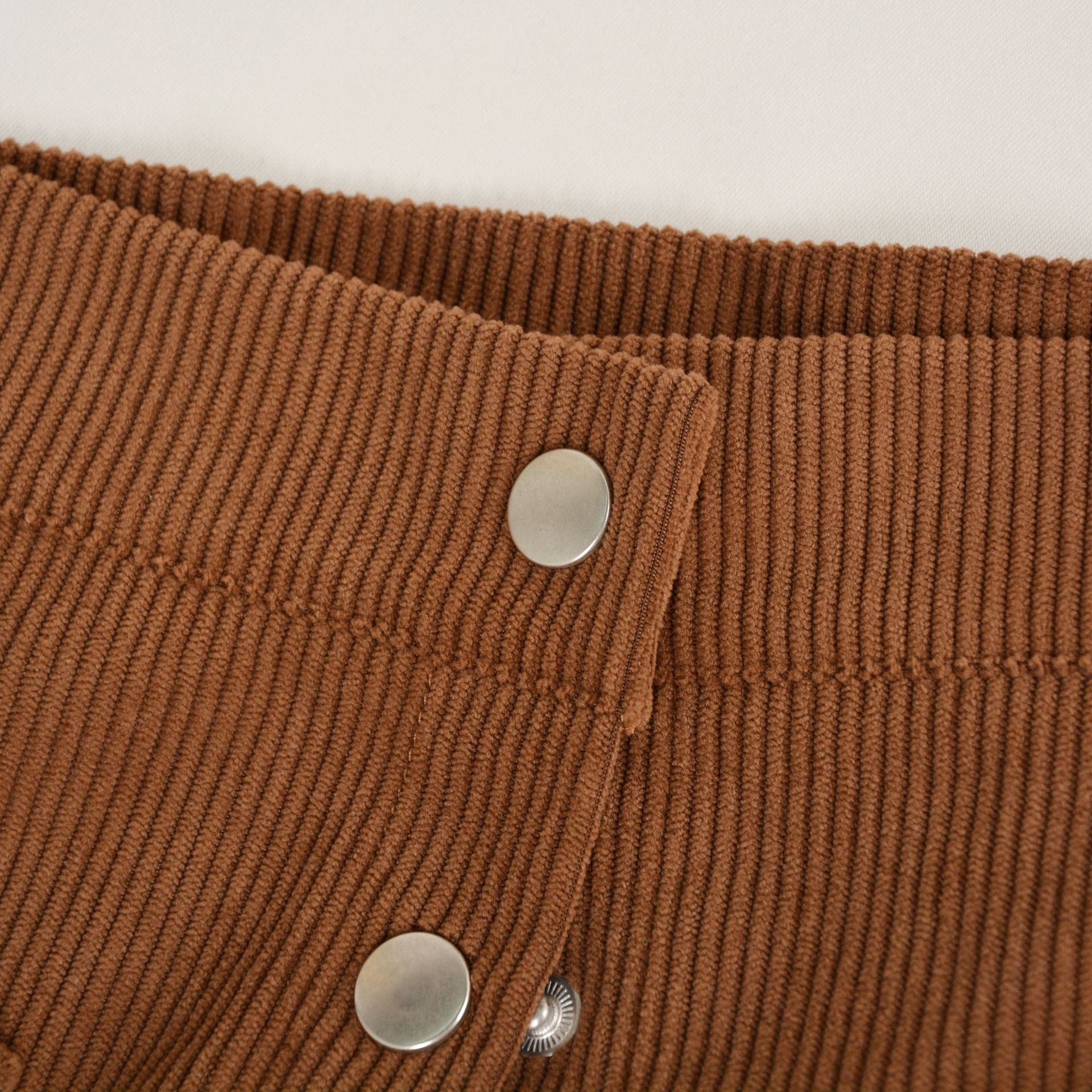 Women's Corduroy Sheath Single-breasted Slim Fit Solid Skirt