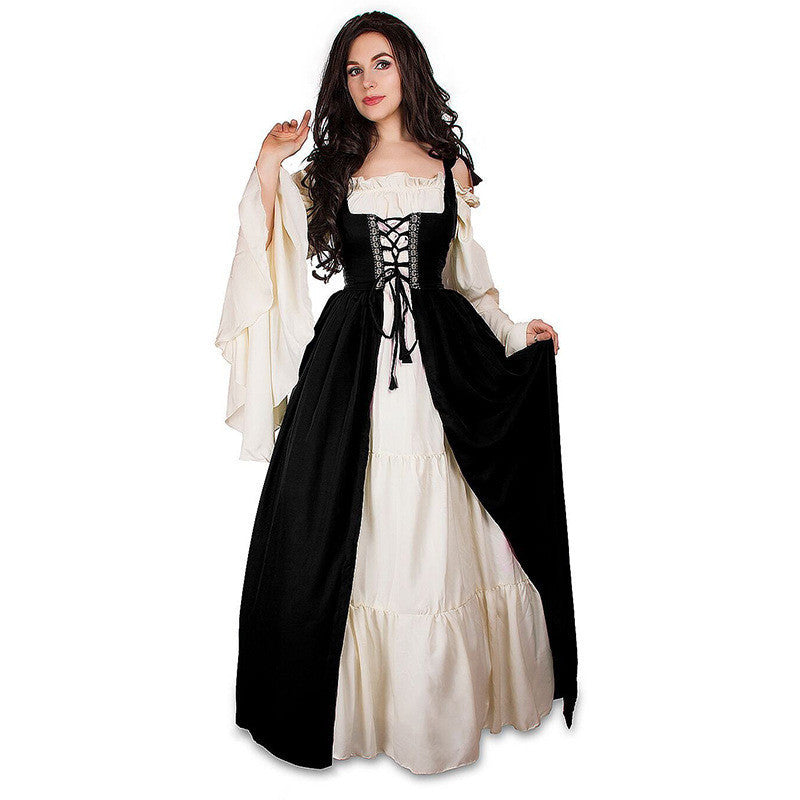 Square Collar Tied Waist Medieval Renaissance Dress