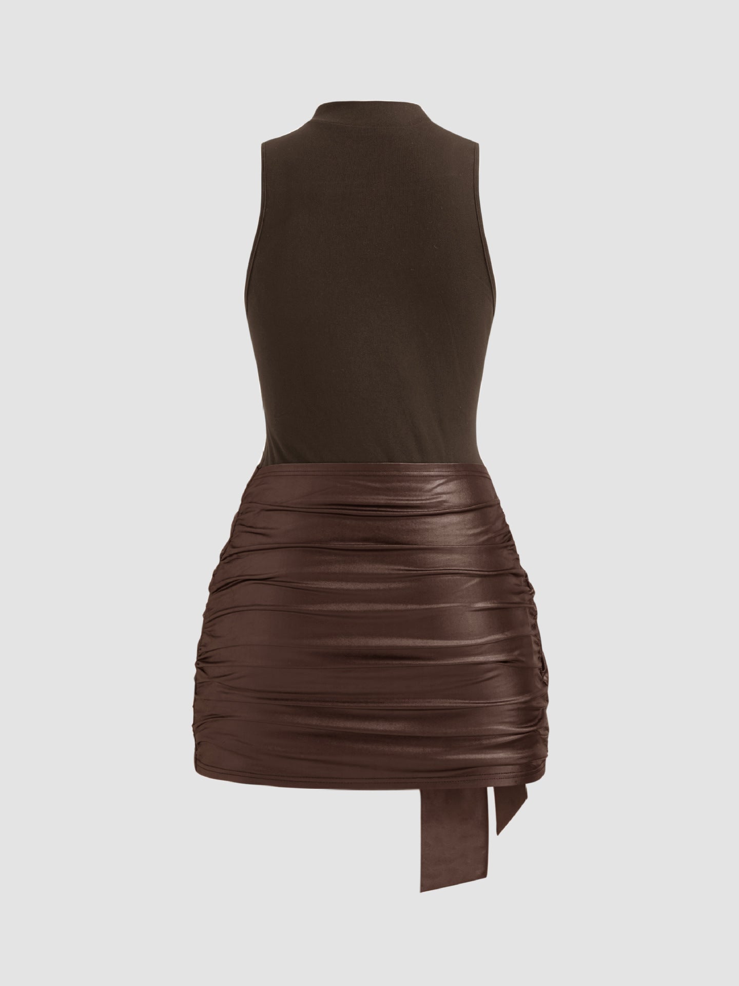 Sexy Solid Color Round Neck Sleeveless Sheath Skirts