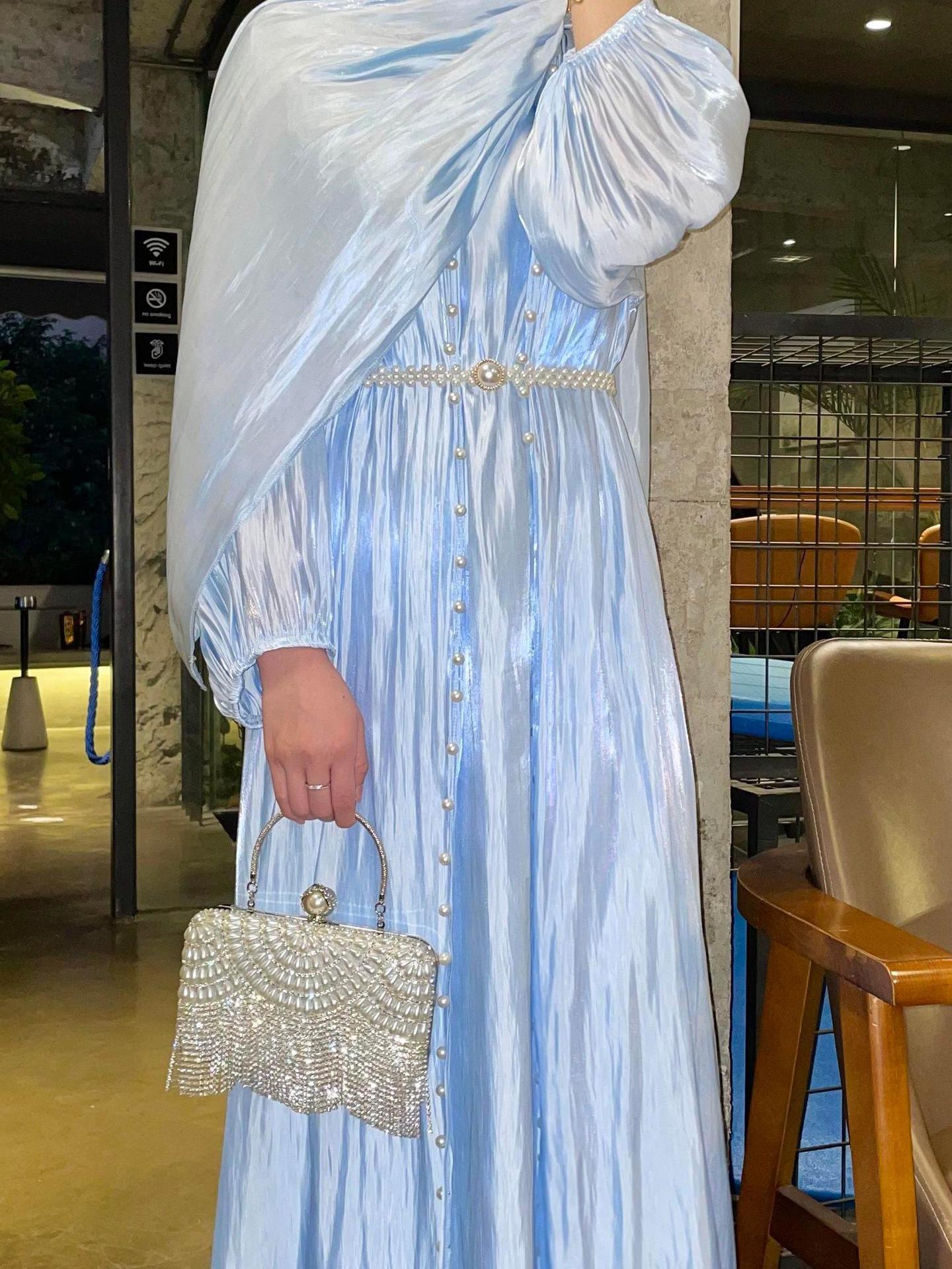 Stylish Women's Streamer Yarn Three-piece Long Dress