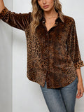 Women's Leopard Print Long Sleeve Casual Elegant Loose Printed Blouse