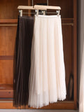 Women's Mid-length A- Line Pleated Fairy Dress Hot Drilling Skirts
