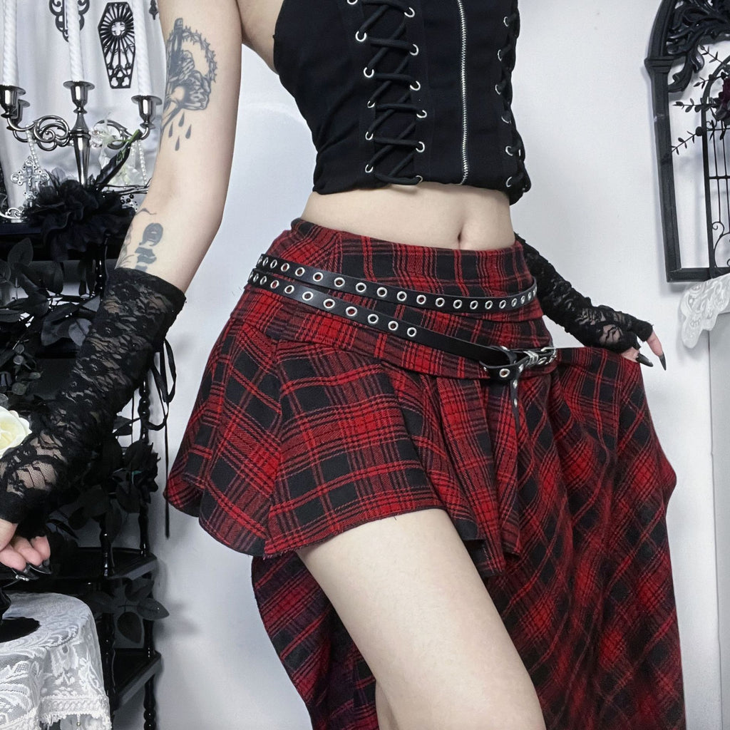 Irregular Plaid Elegant Hot Slim Fit Dark Skirt