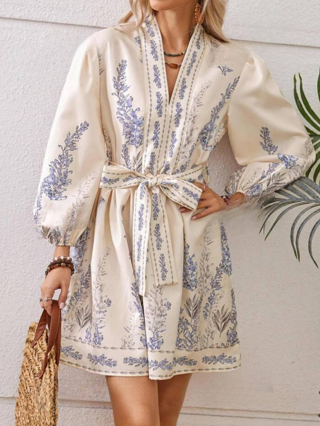 Women's Spring Fashion Long Sleeve Bohemian Print Dress
