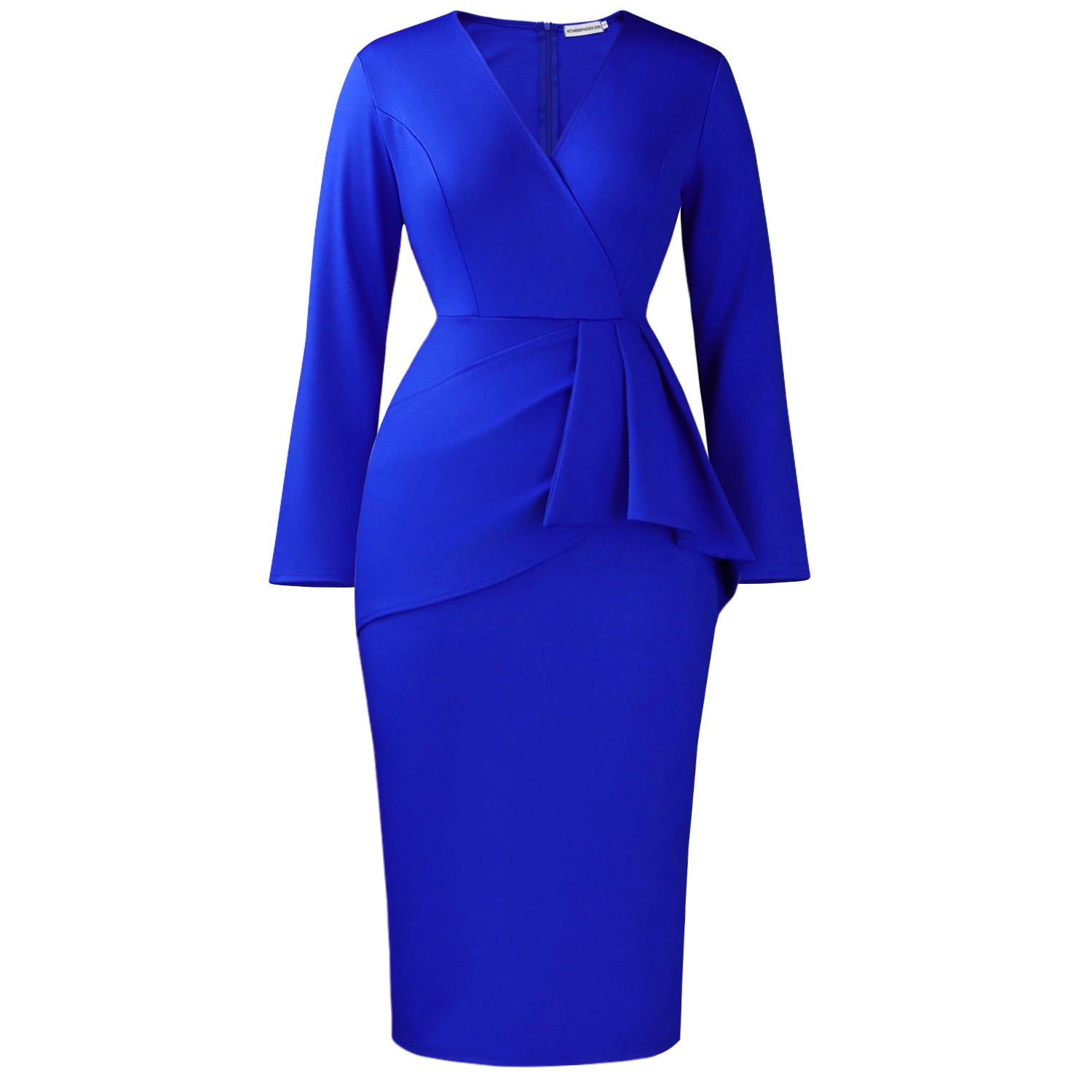 Waist Sheath Solid Color Pleated Ruffled Dress