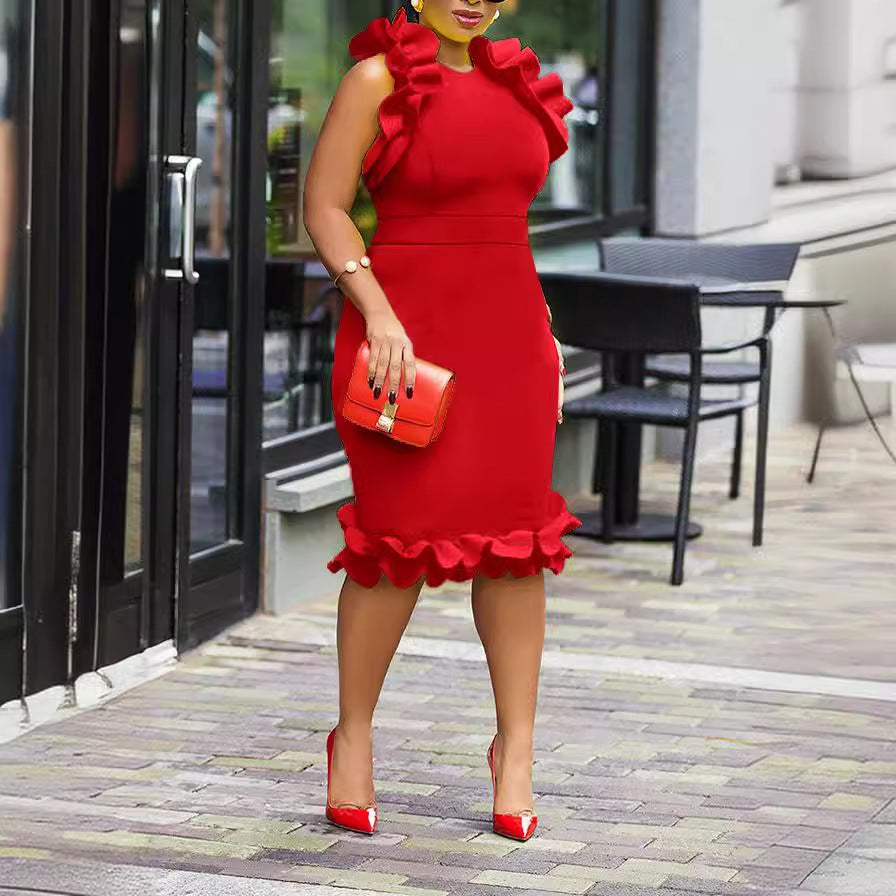 Unique Women's Solid Color Stringy Seedge Dress