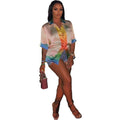 Women's Fashion Casual Trend Color Matching Satin Blouse