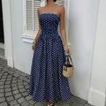 Summer Date Party Elegant Retro Sleeveless Tube Polka Tops