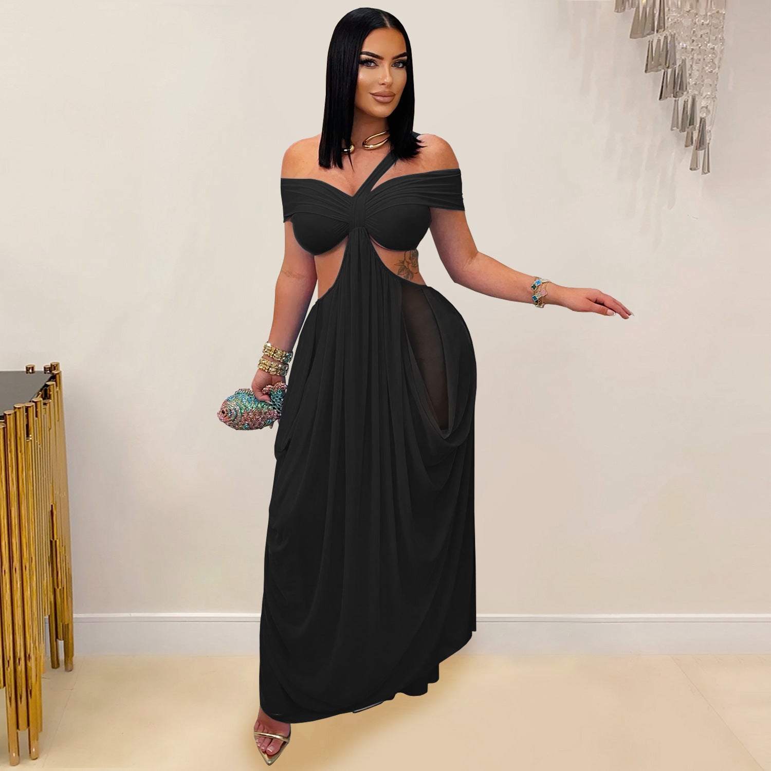 Women's Fashion Wear Sexy Bandeau Mesh Dress