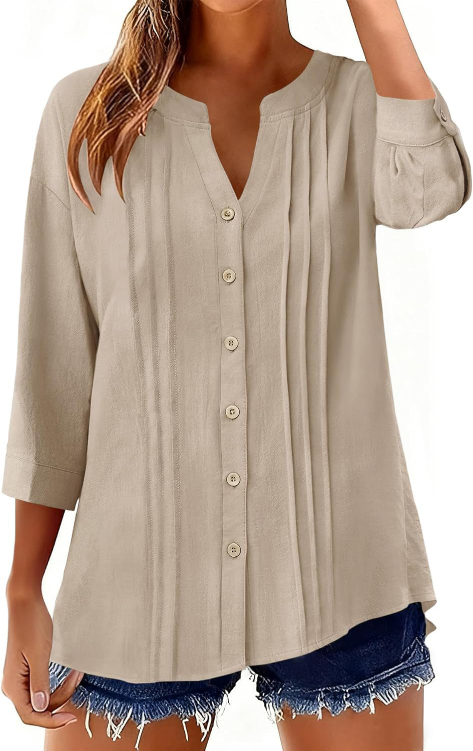 Fashion Casual Solid Color Half-open Collar Women's T-shirt
