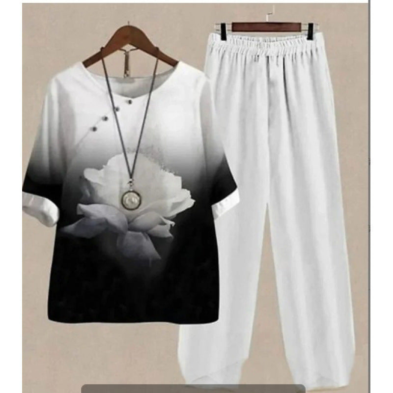 Women's Round Neck Half Sleeve Shirt Digital Printing Women's T-shirt