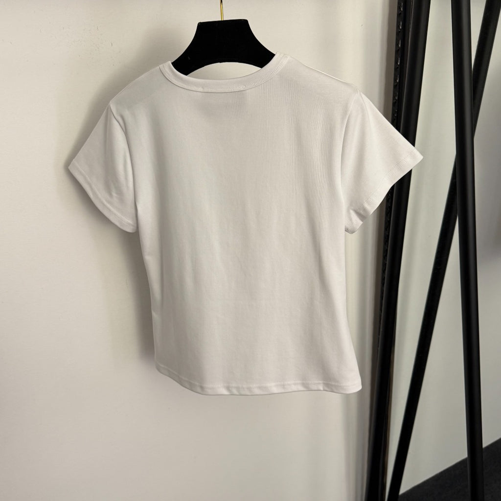 Casual Sweet Dopamine Wear Embroidered Slim Women's T-shirt