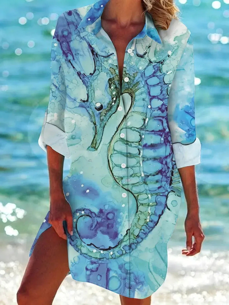 Women's Bikini Shirt Swimsuit Clothes Print Holiday Blouse