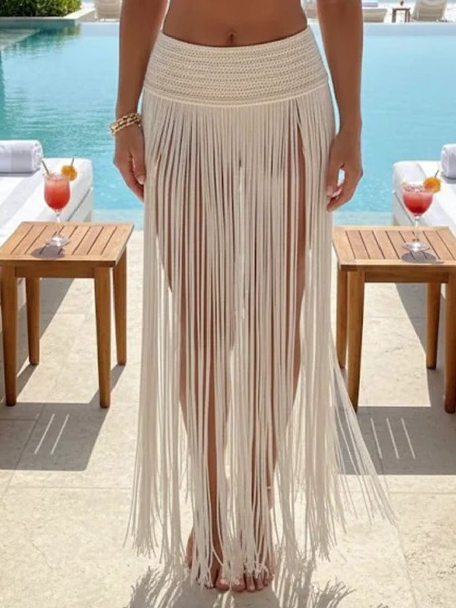 Women's Hand Crocheting Tassel Beach Dress Fashion Skirt