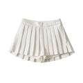 Waist Front Back Long A- Line Pleated With Lining Umbrella Skirt