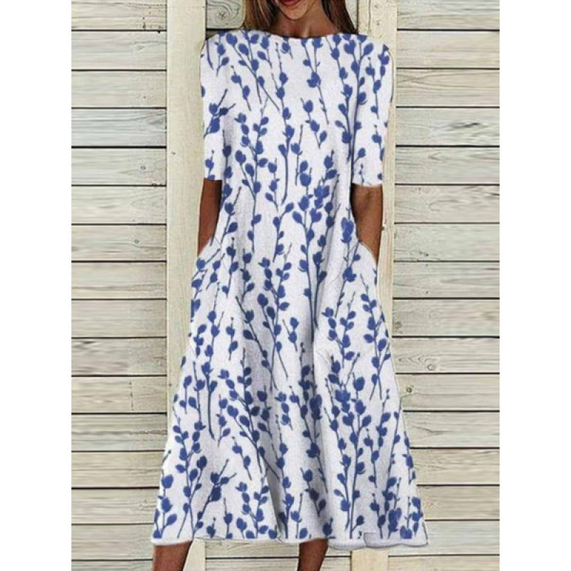 Women's Summer Casual Comfortable Round Neck Printed Dress