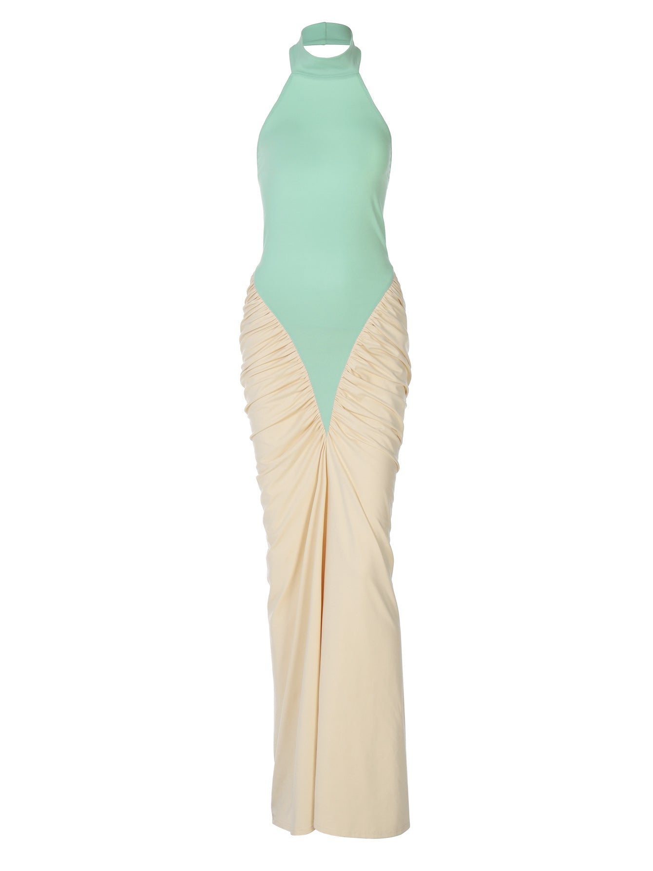 Women's Sexy Backless Halter Stitching Contrast Color Clothing