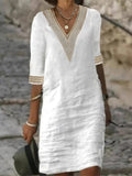 Women's Solid Color Cotton Linen Casual Dress