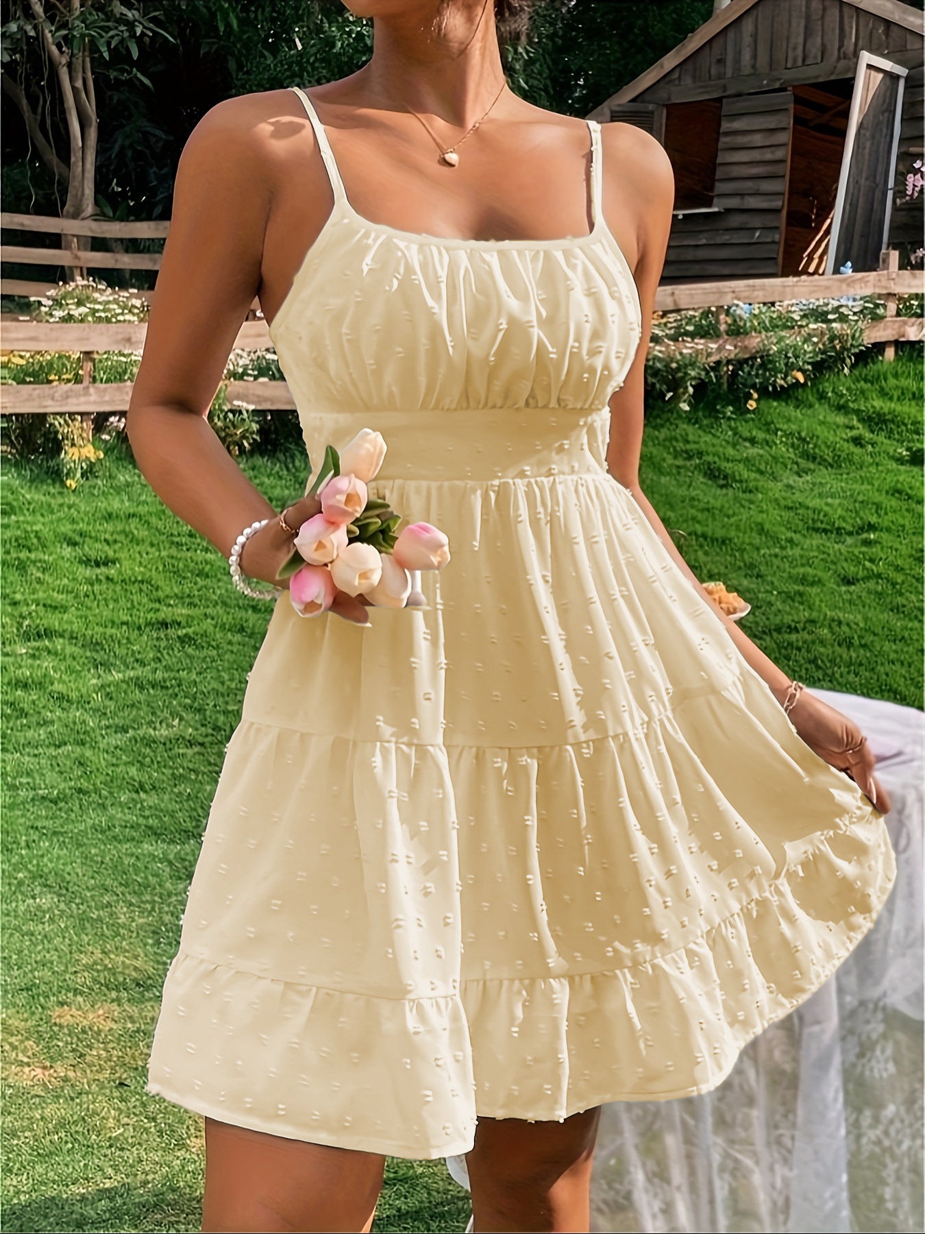Pretty Charry Round Dot Polka Brace Dress