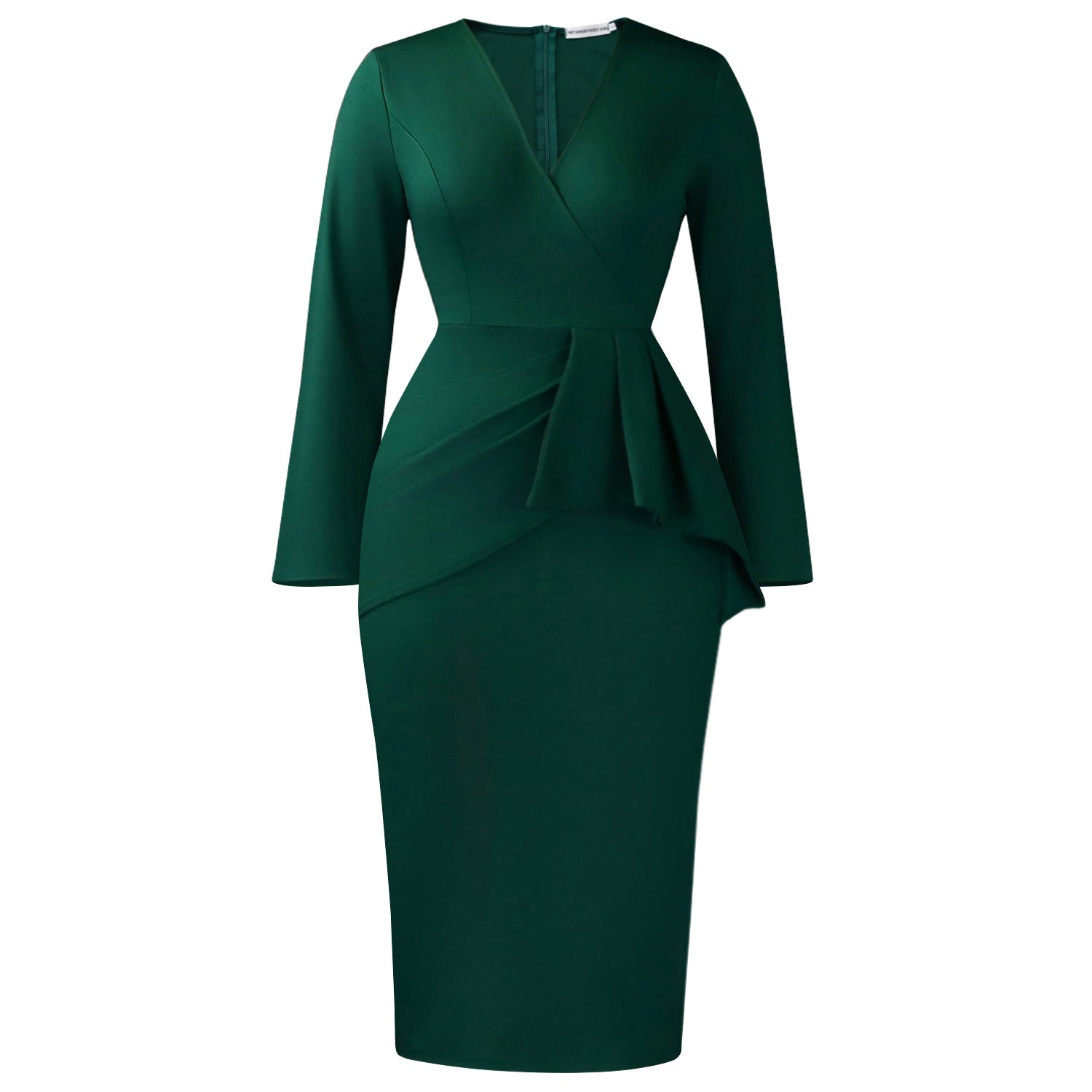 Waist Sheath Solid Color Pleated Ruffled Dress