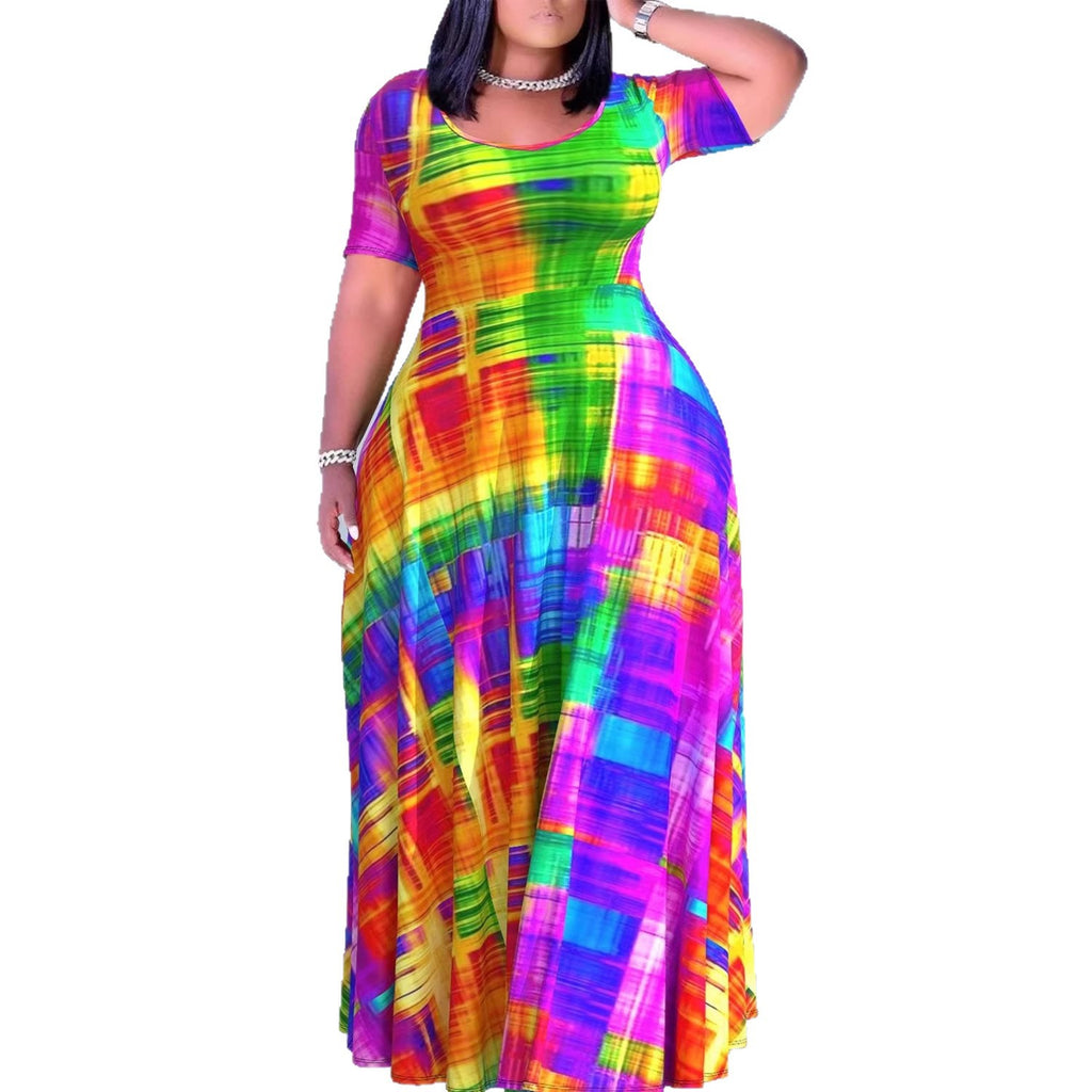 Women's Floral Print Round Neck Exotic Vacation Style Dress