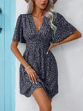Women's Summer Half Sleeves Printed High Waist Floral Dress