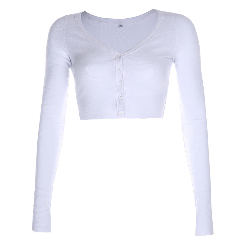 Women's Split Cuff Sexy Bare Midriff Slim Women's Sweater