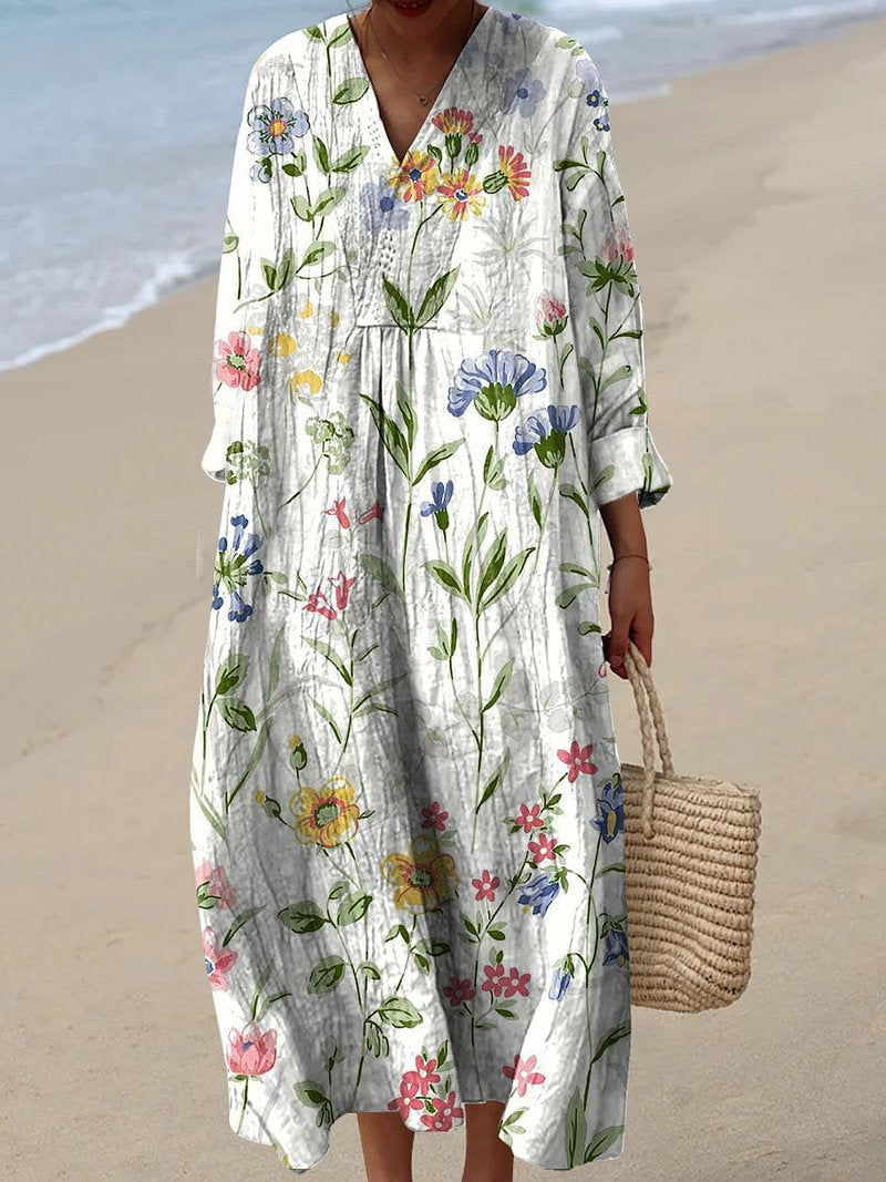 Women's Long Sleeve Shirt Casual Floral Print Dress