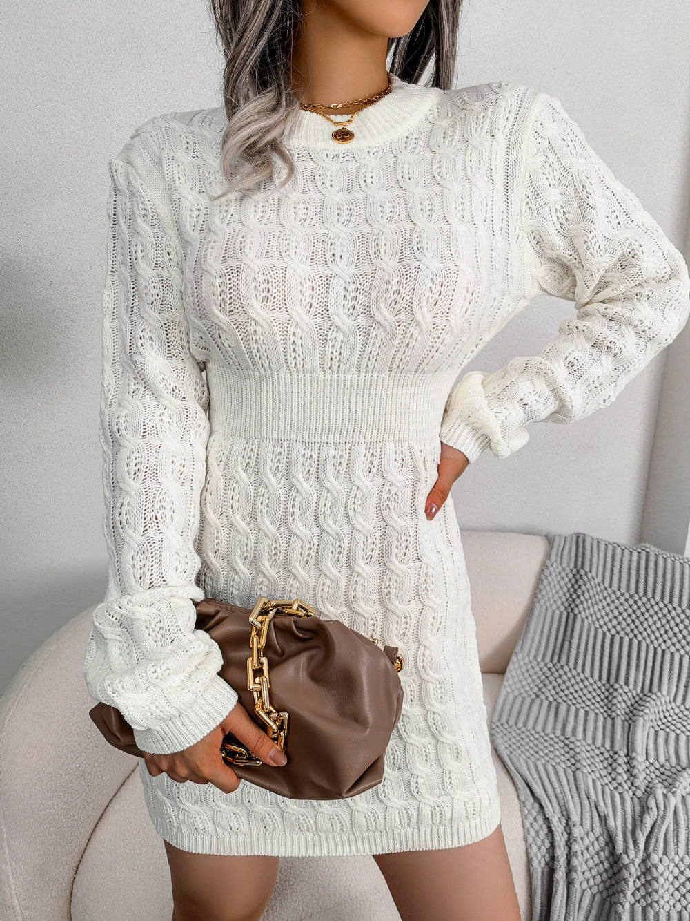 Women's Casual Twist Waist Sheath Base Dress