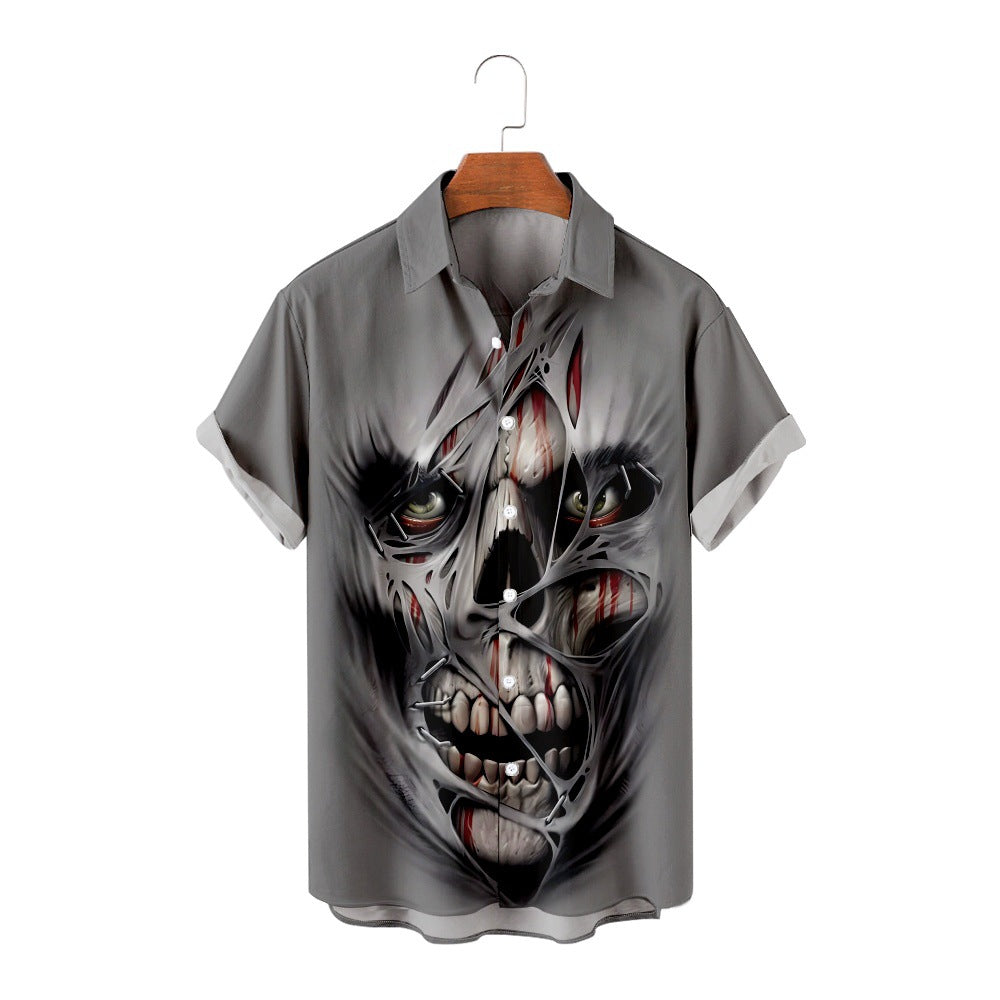 Skull Peripheral Digital Printing Casual Short-sleeved Blouse