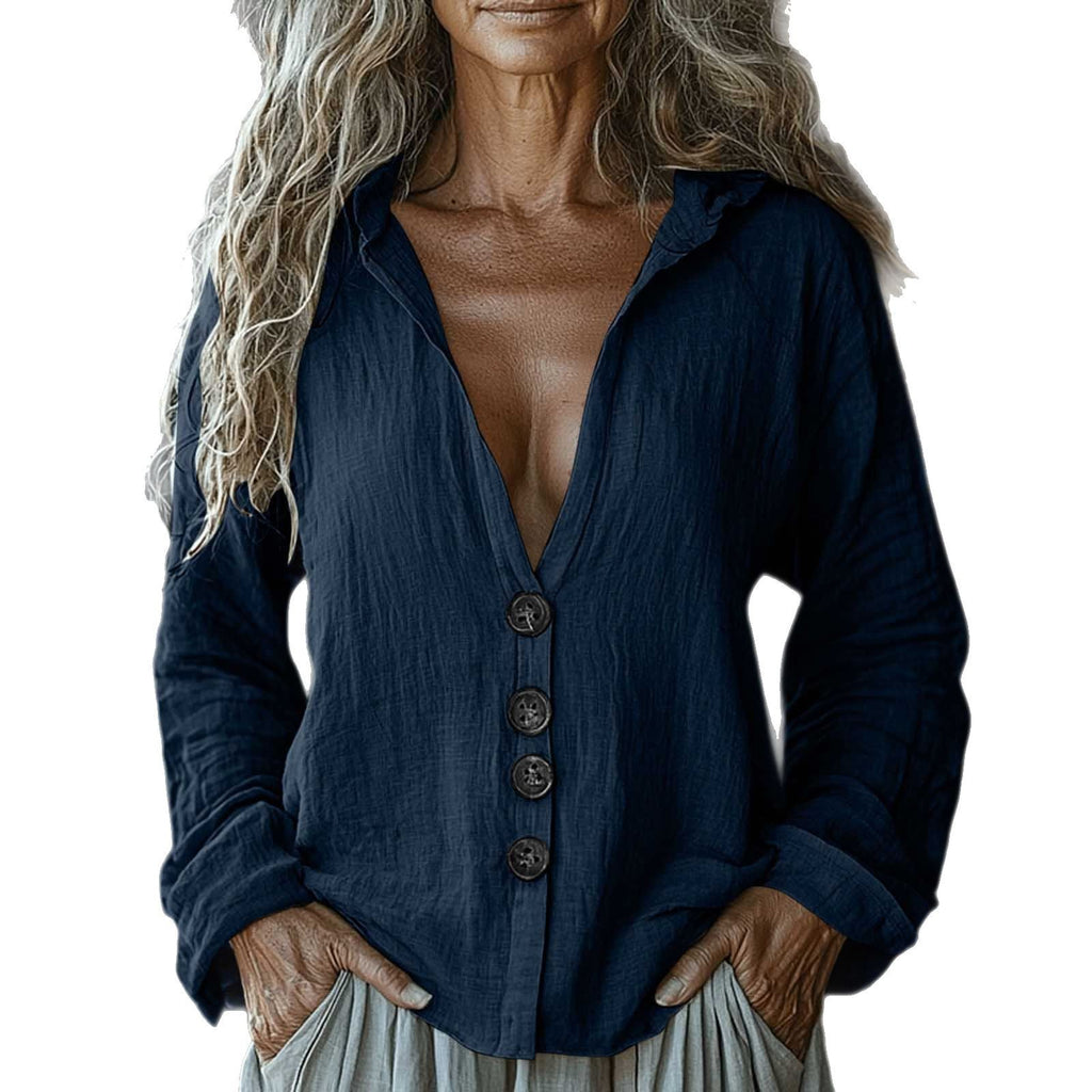 Women's Summer Loose Hooded Cotton Linen Button Cardigans