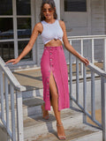 Women's Irregular Slit Denim High Waist Long Skirt