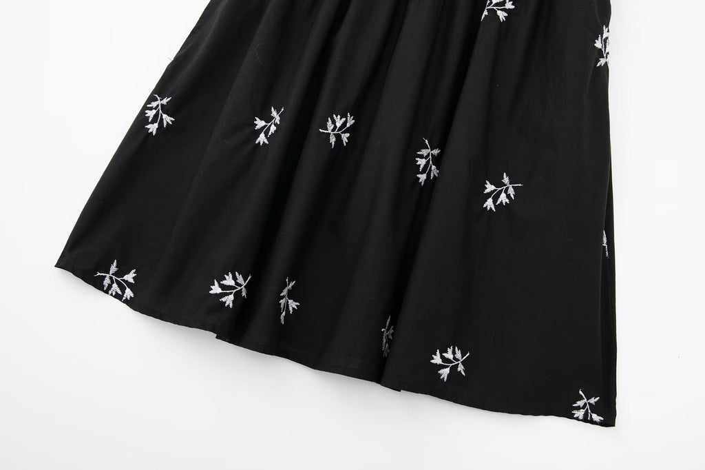 Fashion Elegant Women's Flower Embroidered Strap Dress