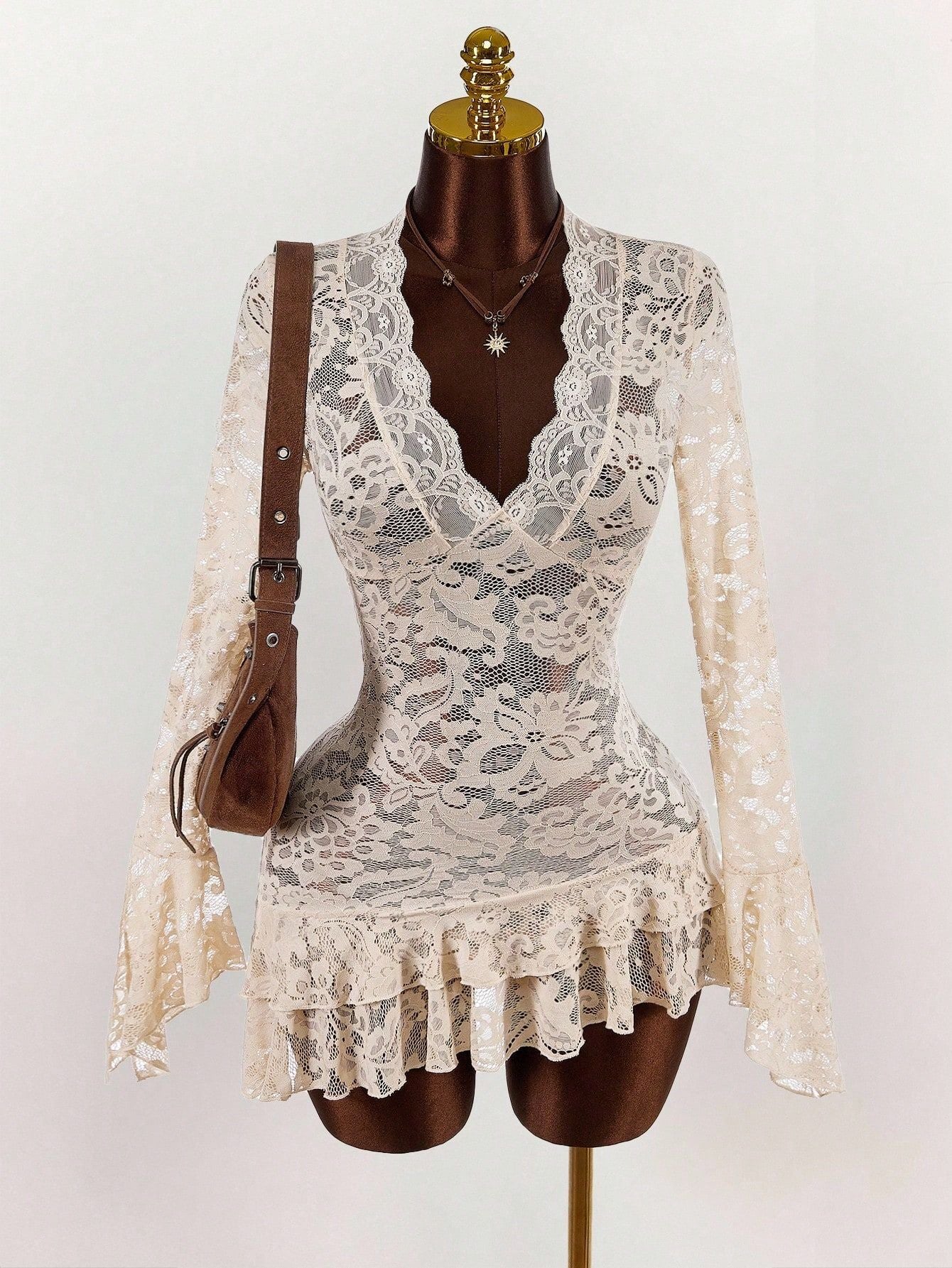Women's Retro Hot Lace Waist Slimming Vacation Dress